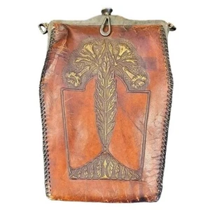 Beautiful Antique Reedcraft Tooled Leather Arts and Crafts Period Purse - Picture 1 of 15