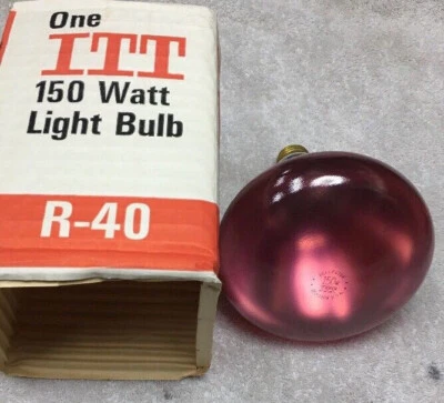 150BR40/PINK 150 Watt R40 SOFT PINK Flood Light Bulb by ITT Made in USA *NEW - Image 1 of 4