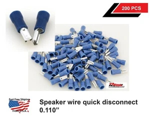 200pcs 16-14 Gauge Negative Female Spade Speaker Connectors Terminals Blue .110" - Picture 1 of 5