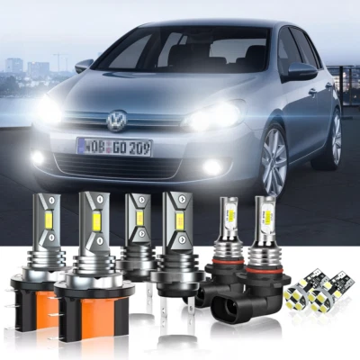 Fit VW Golf Mk6 Headlight 09-2012 DRL Xenon White Led Fog Side Light Bulbs 6000k - Image 1 of 4
