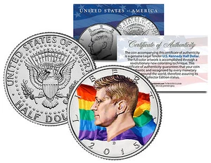 RAINBOW FLAG 2015 JFK Half Dollar US Coin GAY PRIDE Marriage Equality - Picture 1 of 2