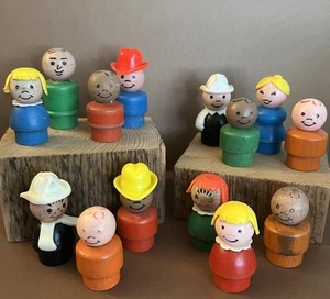 Fisher Price Little People Wooden Vintage Mixed Lot of 14 - As Is - Picture 1 of 5