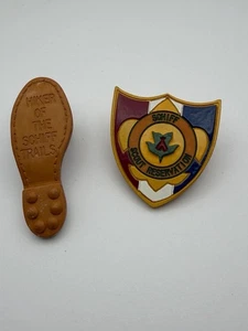 Set of 2 BSA Neal Neckerchief Slides Hiker of the Schiff Trails & Shield SS-578 - Picture 1 of 7