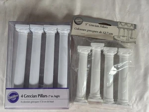 DE COLECCIÓN 1998 WILTON PILARES GRIEGOS DE 7" Y 5" PARA DECORACIÓN DE PASTELES PAQUETES DE 2 X 4 NUEVO - Imagen 1 de 2