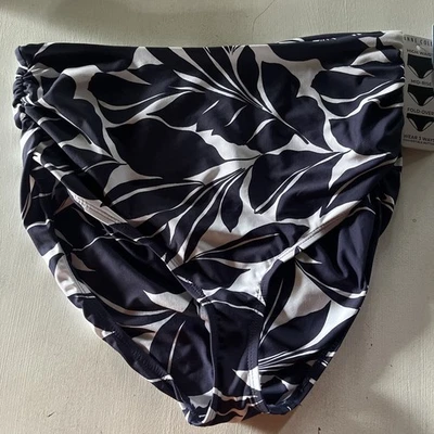 Nuevo con etiquetas Anne Cole Damas Convertible Cintura Alta Fruncido Fondo de Natación Azul Marino/Blanco L Foto 1 de 4