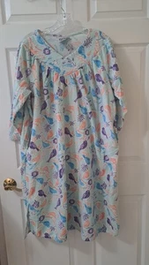 Camisón de franela de algodón con patrón de pájaro Cozee Corner XLP - Imagen 1 de 4