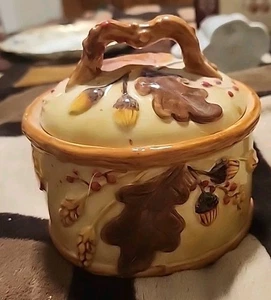 Fitz & Floyd HARVEST Ceramic Thanksgiving SMALL 4" OVAL TRINKET BOX w/LID Nos - Picture 1 of 11