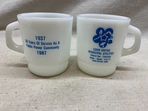 2 - 1987 Galaxy Milchglas Kaffeebecher Coon Rapids Iowa Werbetasse D Henkel - Bild 1 von 5