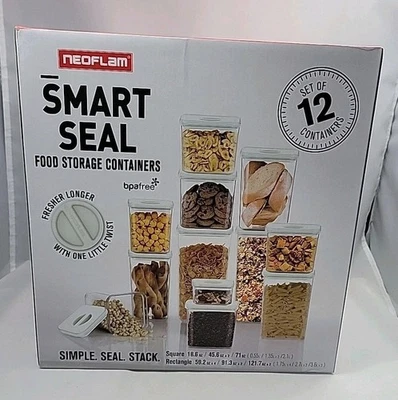 Neoflam Juego de 12 Contenedores de Almacenamiento de Alimentos Secos Sello Inteligente Herméticos para Despensa de Cocina Foto 1 de 4