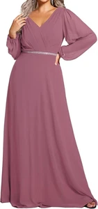 EVER PRETTY Formal Evening Party Bridal Elegant V-Neck Maxi Dress UK Size 18 2XL - Picture 1 of 6
