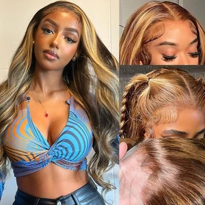 Highlight Lace Front Wig Human Hair 24 Inch 13x4 Body Wave Lace Front Wigs Hu... - Picture 1 of 6