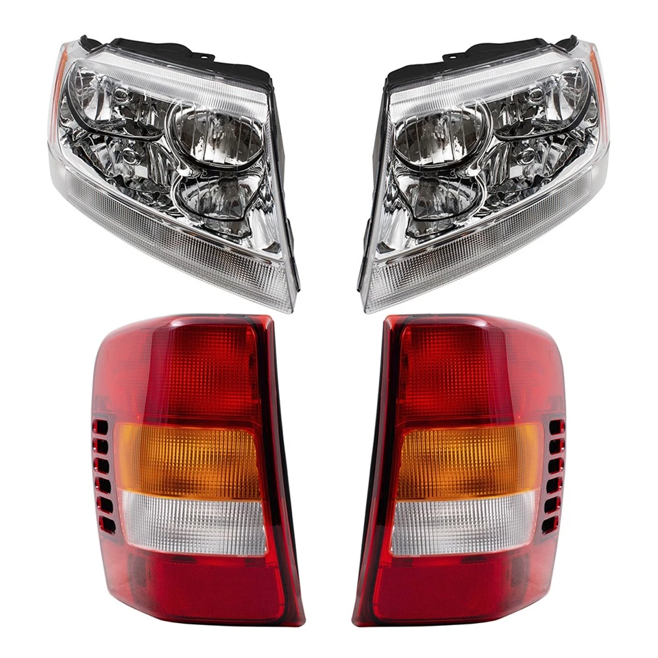 Headlights Chrome Bezel & Tail Lights w/ Circuit Boards for 02-04 Grand Cherokee Foto 1 de 4