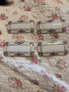 Set of 4 Dresden Porcelain Place Cards– Antique Hand Painted And Gilded - Picture 1 of 6