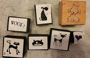Konvolut 7 Stempel Hund und Katze Thema - Bild 1 von 7