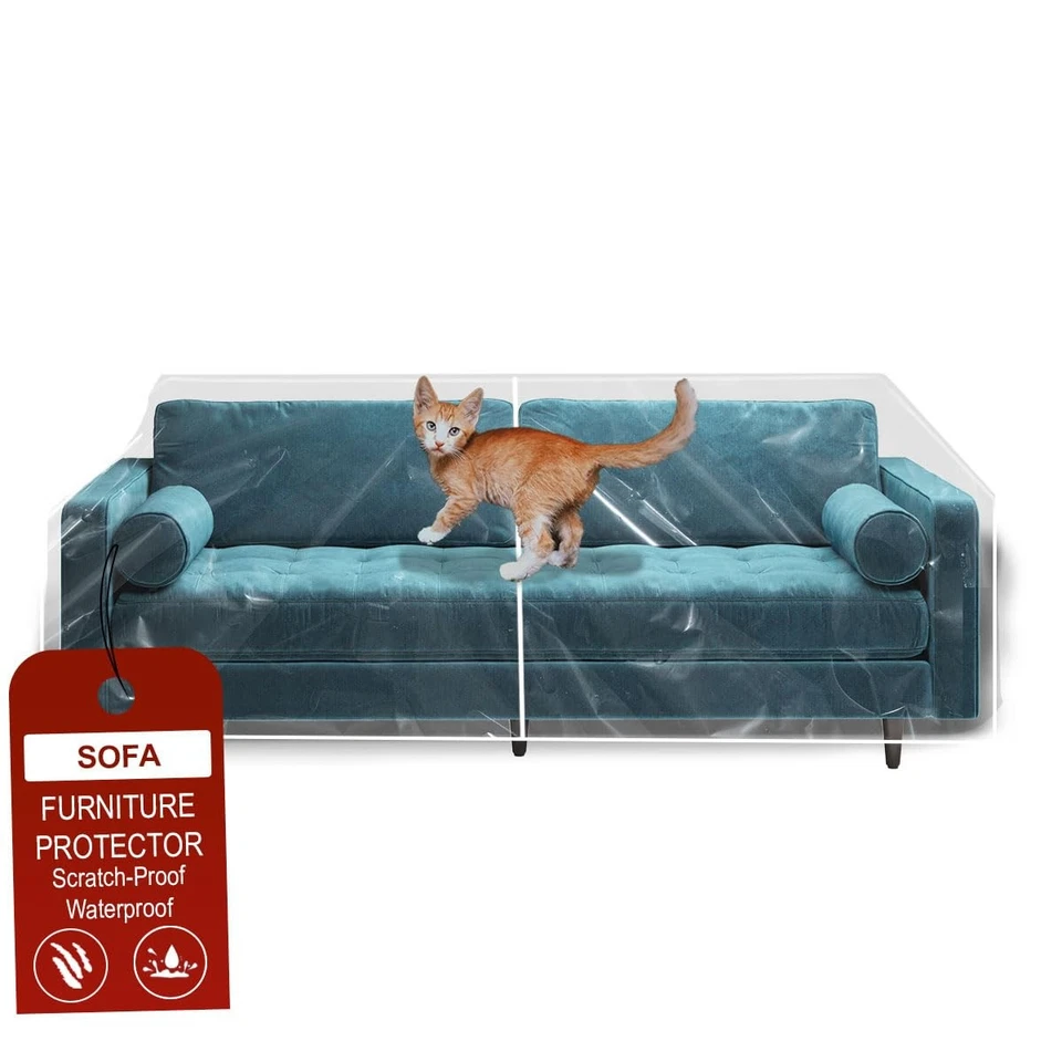 Crystal Clear Heavy Duty Water Resistant Sofa Couch Cover Pet Cats Dogs Dander