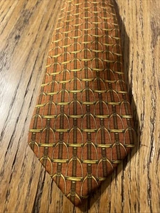 Vintage EUC Lands’ End Silk Horse Bit Tie Men’s USA Geometric Equestrian - Picture 1 of 9