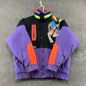 Chaqueta Campri DE COLECCIÓN Para Hombres L Púrpura Negra Puffer Esquí Nieve Snowboard Abstracta Años 90 - Imagen 1 de 19