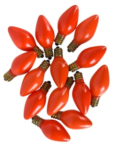 Lot 14 Vintage Orange Painted C5 Christmas Halloween Incandescent Light Bulbs - Picture 1 of 4