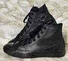 Converse Chuck Taylor All Star Triple Black Leather Hi Top Trainers Sneaker UK5