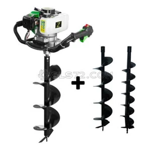 PETROL EARTH AUGER 51,7CC INCLUDED 3 DRILLS 100 150 200 MM ZIPPER ZI-ELB70 - Picture 1 of 6