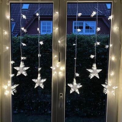 LED Sternenvorhang Lichterkette Lichtervorhang Weihnachtsstern Vorhang B-Ware - Bild 1 von 3