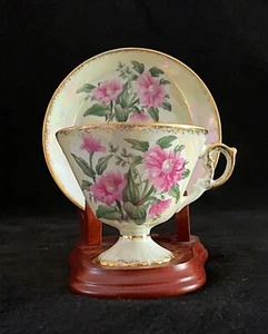 Enesco Teacup And Saucer With Stand September Aster - Bild 1 von 7