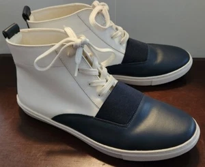 Sam Edelman Paulette High Top Sneakers White Blue Size Womens 10 Leather - Picture 1 of 11