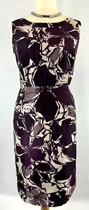 Nuevo Vestido Jacques Vert 14 16 18 20 Shantung Ciruela Ostra Floral Cambio PVP £169 - Imagen 1 de 24