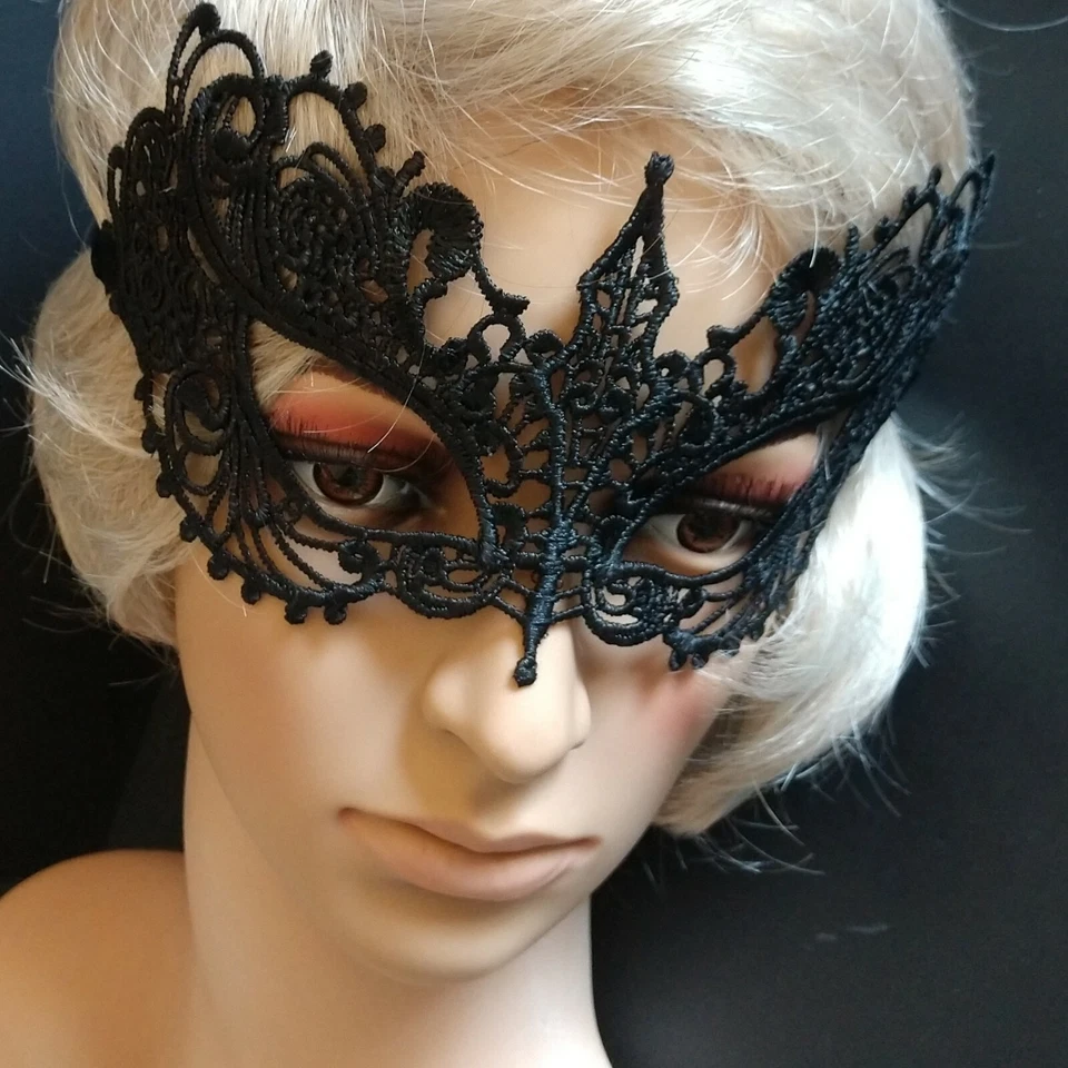 Ladies Sexy Black Lace Fantasy Eye Mask Ball Masquerade Costume Party Carnival  - Image 1 of 4
