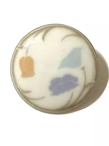 Vintage Dansk Porcelain BELLES FLEURS TAUPE Brooch Round Pin Japan 1981 1 1/2" - Picture 1 of 6