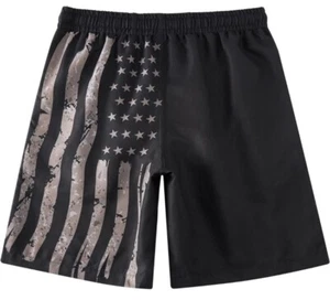 American Flag Print Shorts - Stretchy, Drawstring, Regular Fit Size 4XL - Picture 1 of 3