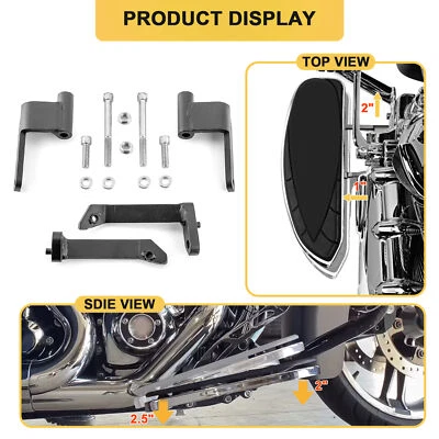 Soporte de reubicación de tablero de piso de conductor delantero y 1" de 2" para Harley Davidson Foto 1 de 4
