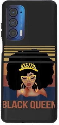 Funda blanda sedosa African Pride Afro negra Queen Crown para Motorola MOTO Edge 2021 Foto 1 de 4
