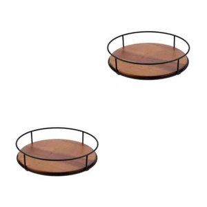 2pcs Wood Lazy Susan Turntable for Kitchen Counter Rotating Spice Rack - Picture 1 of 12