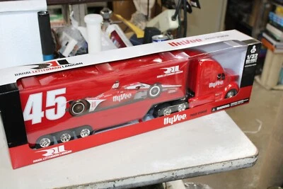 Indycar 1/32 Red Race Car Hauler Truck Jack Harvey #45 HyVee Metal - New - Image 1 of 4