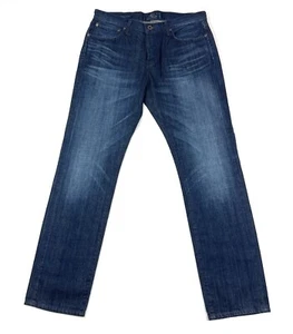 Lucky Brand 1 Authentic Skinny Mens 34x32 Dark Blue Jeans Button Fly D368500 - Picture 1 of 12
