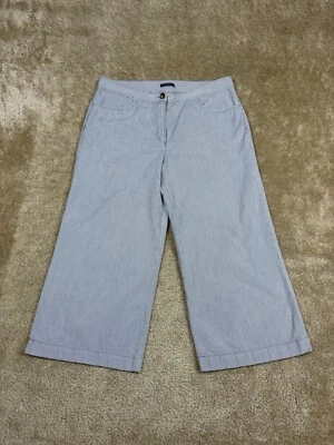 Nautica Wide Leg Cropped Sailor Pants Navy Blue White Striped Sz 12 Cotton A667 - Image 1 of 4