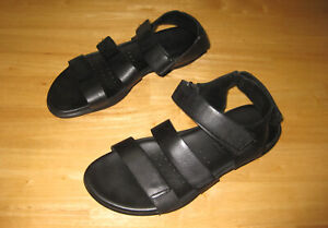 ECCO Flash 4-Way Hook Loop Adjustable Womens Black Leather Sandals Size 7