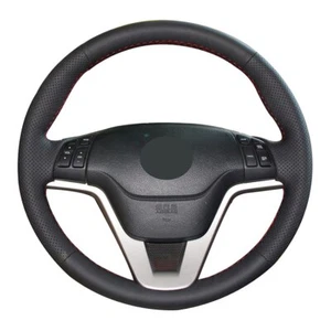 Hand-stitched Black Leather Car Steering Wheel Cover for Honda CR-V CRV 2007-11 - Picture 1 of 16