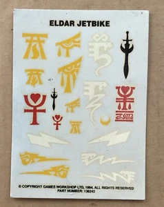GW WH40k Parts Bits Eldar 1990s Jetbike Decal / Transfer Sheet ! - Picture 1 of 1
