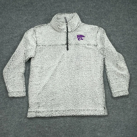 Kansas State University Jacket Adult XL Grey Sherpa Pullover K State Wildcats Cover
