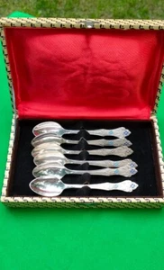 Soviet cupronickel set of coffee spoons with enamels 6 items in a box MNTs USSR - Picture 1 of 21