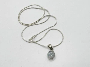 CIONDOLO E COLLANA DONNA VINTAGE ARGENTO MASSICCIO PICCOLO GRAZIOSO SET PIETRE DI LUNA - Foto 1 di 7