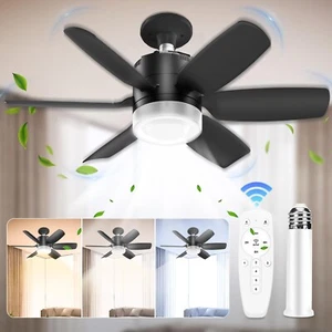 Socket Fan Light,Ceiling Fans with Lights and Remote, Dimmable LED Ceiling Fa... - Picture 1 of 9