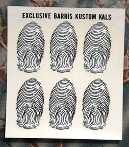 VinTage Decals BARRIS Hot Rod FINGER PRINTS auto window Trailer toolbox old car - Picture 1 of 2