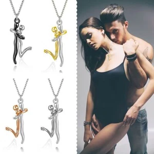 Copper Couple Hugging Pendant Together Forever Lovers Necklace Couple Gift - Picture 1 of 8