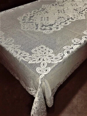 Artistry Ivory Lace Tablecloth 60" X 88" Wedding Diningroom Anniversary Party - Image 1 of 4