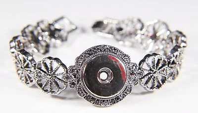 18-20 mm hochwertiges Metall Silber passend für 1 Knöpfe Klick Snap On Armband 169 - Bild 1 von 4