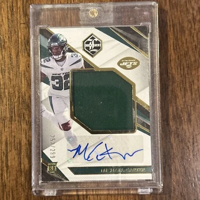 2021 Panini Limited Michael Carter Rookie Patch Auto RPA #’d /299 NY Jets # 177 - Image 1 of 2