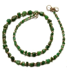 Collar de 16" con cuentas en forma de pepita cruda de 3 a 5 mm de piedras preciosas de tsavorita natural - Imagen 1 de 7